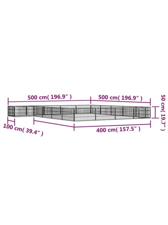 Koiranhäkki 20 paneelia musta 100x50 cm jauhemaalattu teräs