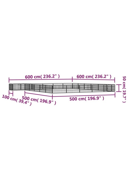 Koiranhäkki 24 paneelia musta 100x50 cm jauhemaalattu teräs