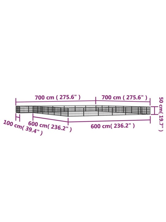 Koiranhäkki 28 paneelia musta 100x50 cm jauhemaalattu teräs