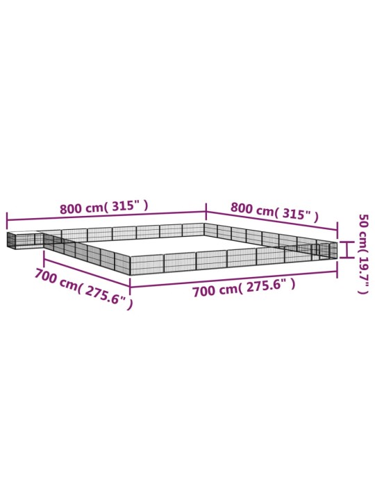 Koiranhäkki 32 paneelia musta 100x50 cm jauhemaalattu teräs