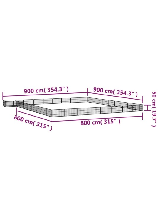 Koiranhäkki 36 paneelia musta 100x50 cm jauhemaalattu teräs