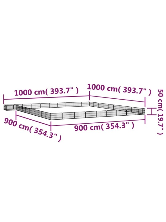 Koiranhäkki 40 paneelia musta 100x50 cm jauhemaalattu teräs