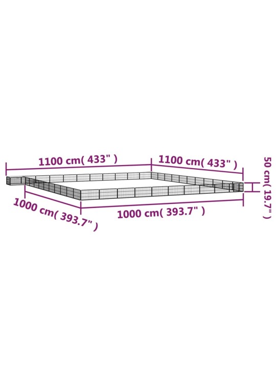 Koiranhäkki 44 paneelia musta 100x50 cm jauhemaalattu teräs