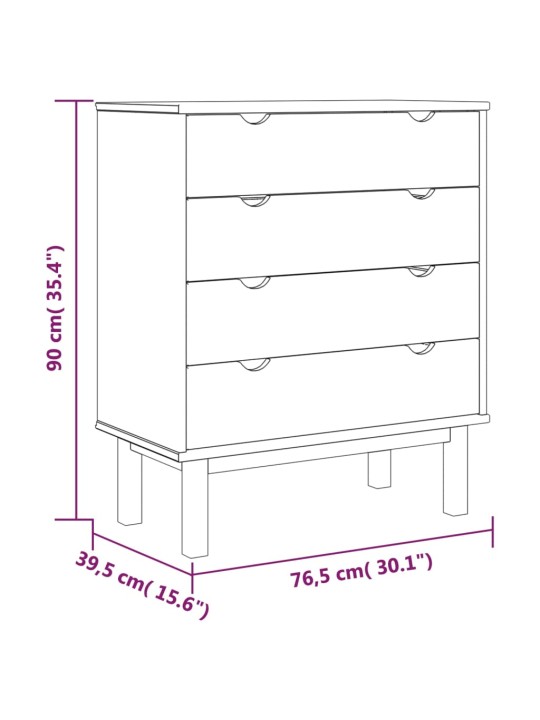 Lipasto OTTA ruskea ja valkoinen 76,5x39,5x90 cm täysi mänty