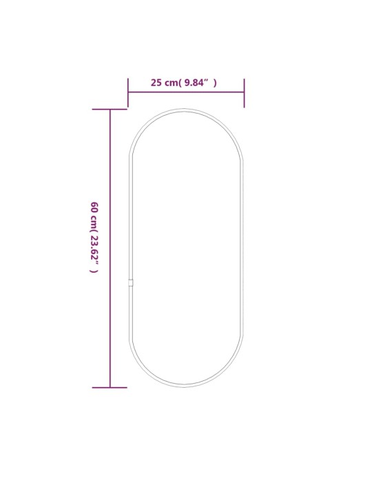 Seinäpeili hopea 60x25 cm ovaali