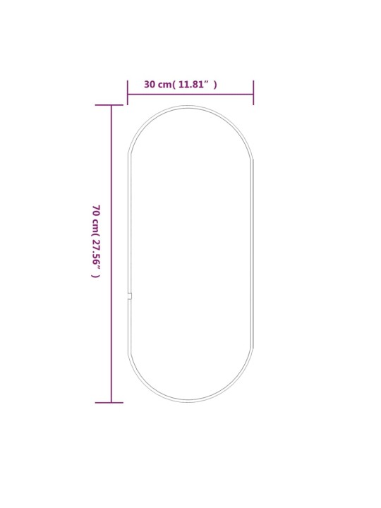 Seinäpeili musta 70x30 cm ovaali