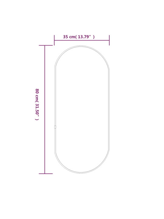 Seinäpeili musta 80x35 cm ovaali