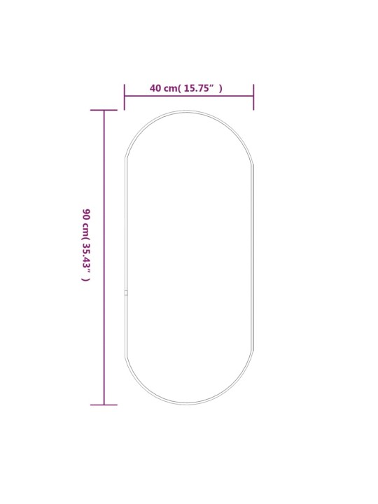Seinäpeili musta 90x40 cm ovaali