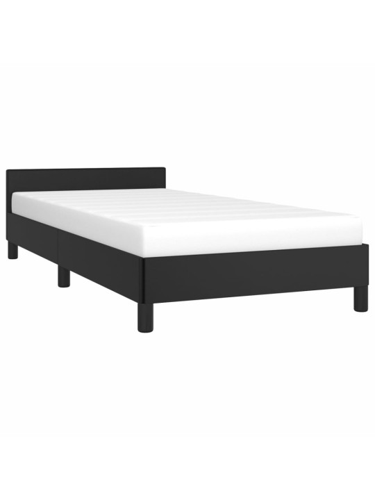 Sängynrunko ilman patjaa musta 90x190 cm single keinonahka