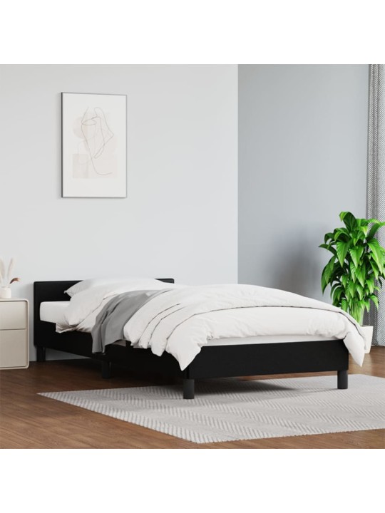 Sängynrunko ilman patjaa musta 90x190 cm single keinonahka