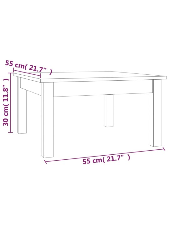 Sohvapöytä musta 55x55x30 cm täysi mänty