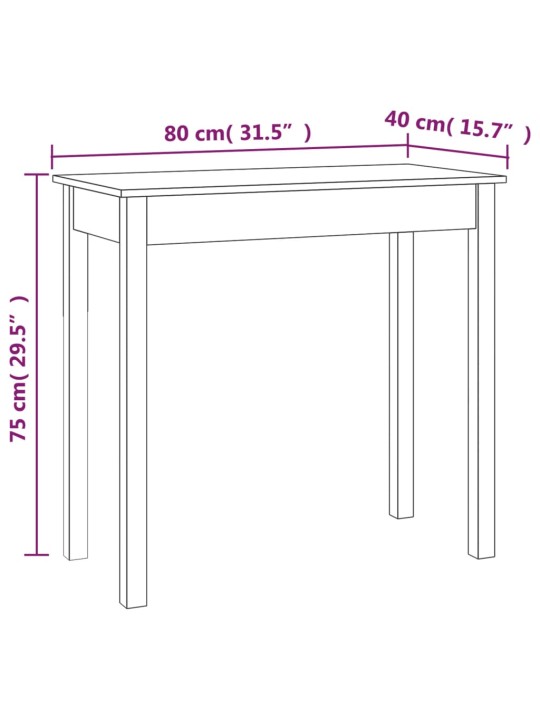 Konsolipöytä 80x40x75 cm täysi mänty