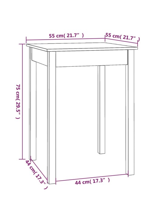Ruokapöytä 55x55x75 cm täysi mänty