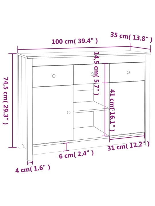 Senkki 100x35x74,5 cm täysi mänty