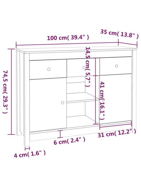 Senkki hunajanruskea 100x35x74,5 cm täysi mänty