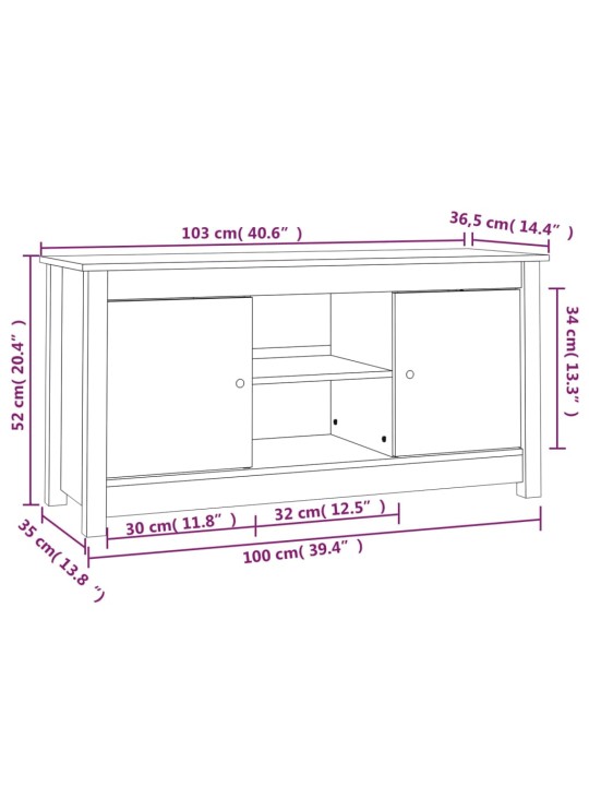 TV-taso hunajanruskea 103x36,5x52 cm täysi mänty