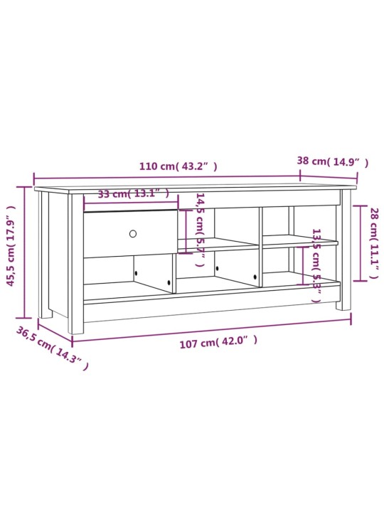 Kenkäkaappi hunajanruskea 110x38x45,5 cm täysi mänty