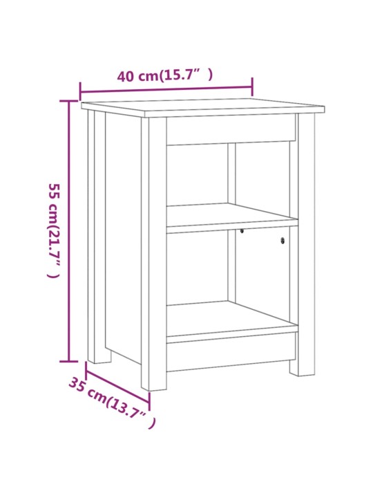 Yöpöydät 2 kpl harmaa 40x35x55 cm täysi mänty