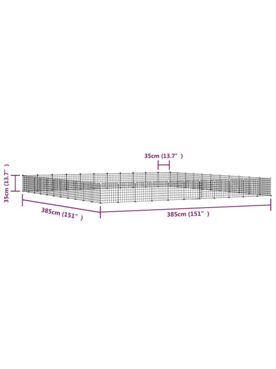 44-paneelinen lemmikkihäkki ovella musta 35x35 cm teräs