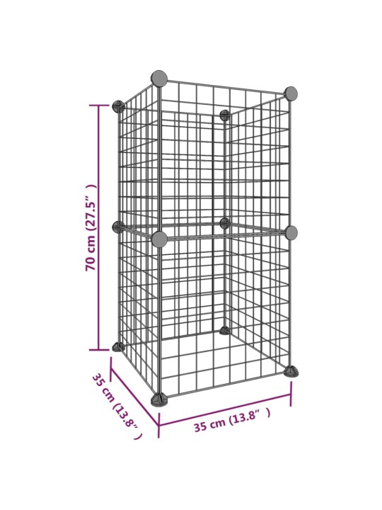 8-paneelinen lemmikkihäkki musta 35x35 cm teräs