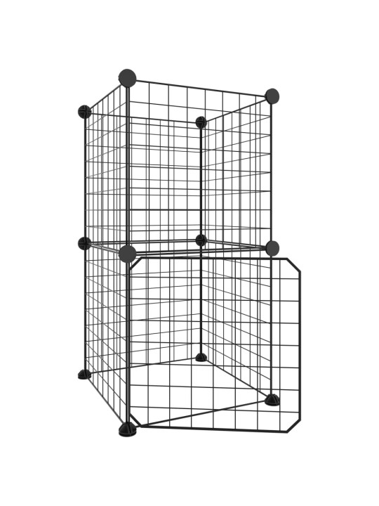 8-paneelinen lemmikkihäkki ovella musta 35x35 cm teräs