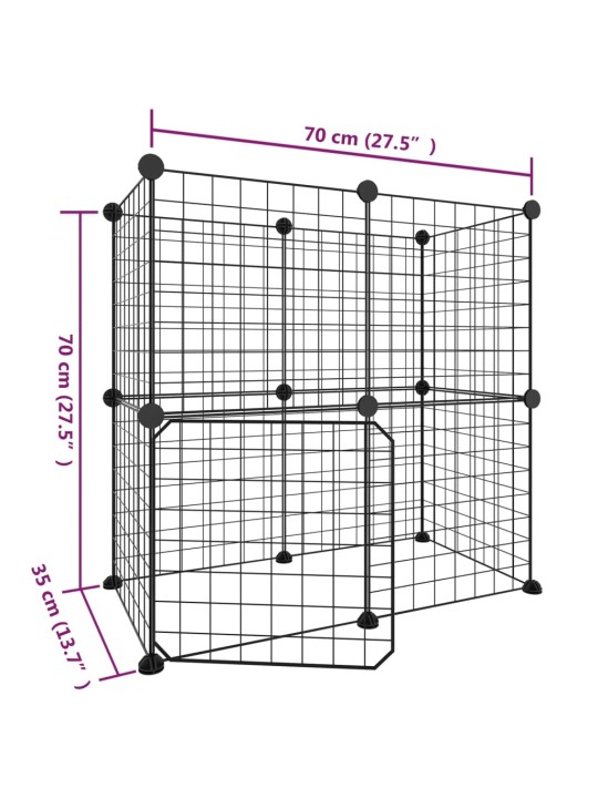12-paneelinen lemmikkihäkki ovella musta 35x35 cm teräs