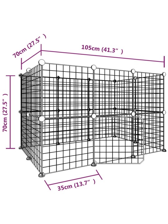 20-paneelinen lemmikkihäkki ovella musta 35x35 cm teräs