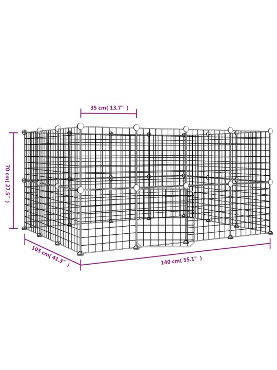 28-paneelinen lemmikkihäkki ovella musta 35x35 cm teräs