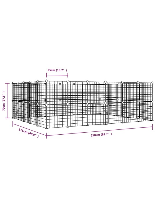 44-paneelinen lemmikkihäkki ovella musta 35x35 cm teräs