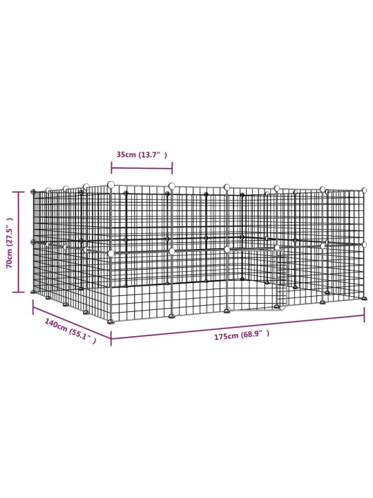 52-paneelinen lemmikkihäkki ovella musta 35x35 cm teräs