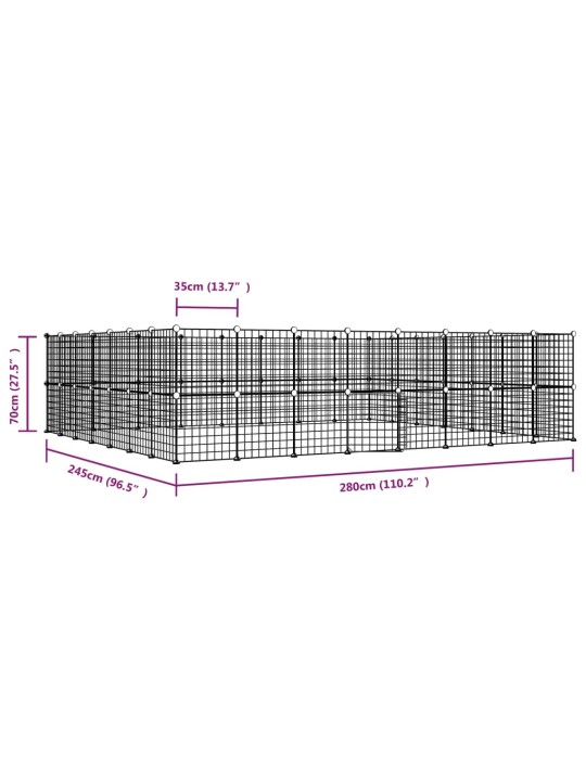 60-paneelinen lemmikkihäkki ovella musta 35x35 cm teräs