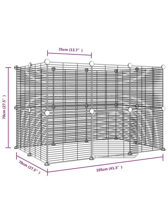 20-paneelinen lemmikkihäkki ovella musta 35x35 cm teräs