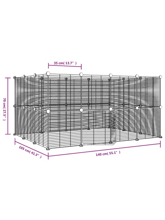 28-paneelinen lemmikkihäkki ovella musta 35x35 cm teräs