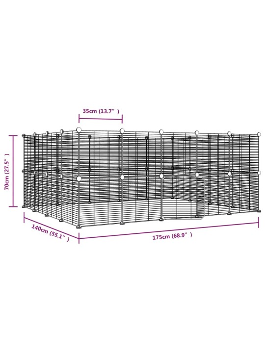 36-paneelinen lemmikkihäkki ovella musta 35x35 cm teräs