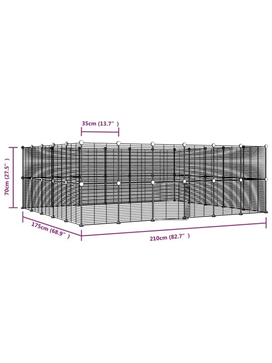 44-paneelinen lemmikkihäkki ovella musta 35x35 cm teräs