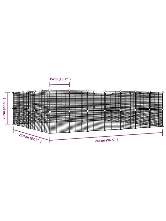 52-paneelinen lemmikkihäkki ovella musta 35x35 cm teräs