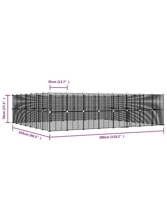60-paneelinen lemmikkihäkki ovella musta 35x35 cm teräs