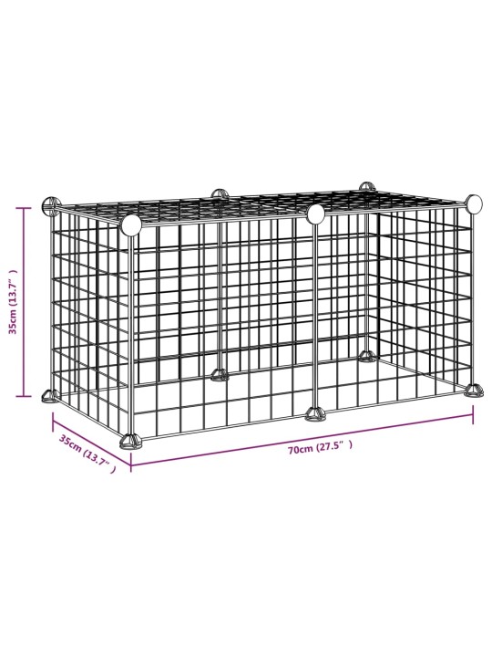 8-paneelinen lemmikkihäkki musta 35x35 cm teräs