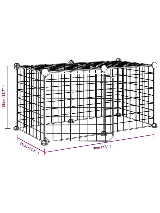 8-paneelinen lemmikkihäkki ovella musta 35x35 cm teräs