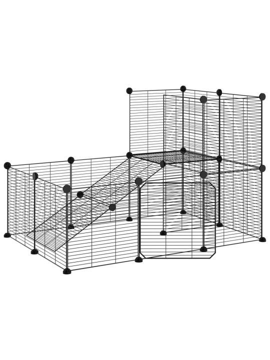 20-paneelinen lemmikkihäkki ovella musta 35x35 cm teräs