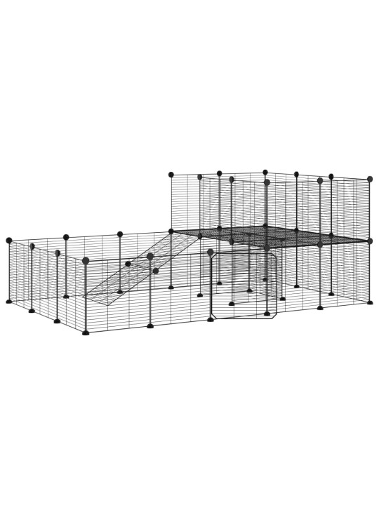 36-paneelinen lemmikkihäkki ovella musta 35x35 cm teräs