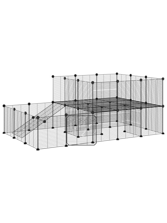 44-paneelinen lemmikkihäkki ovella musta 35x35 cm teräs