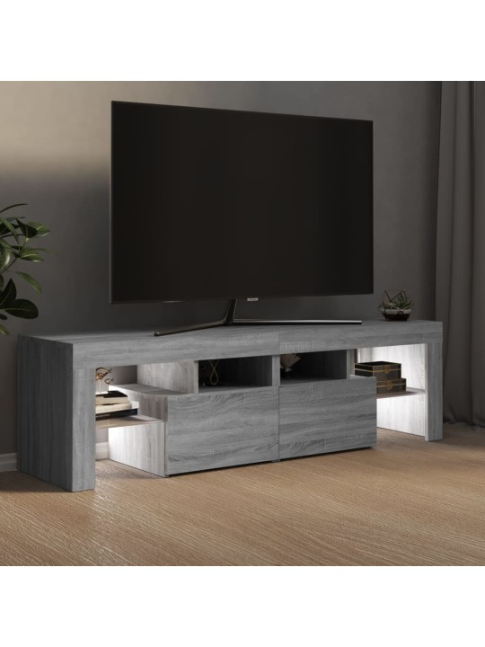 TV-taso LED-valoilla harmaa Sonoma 140x36,5x40 cm