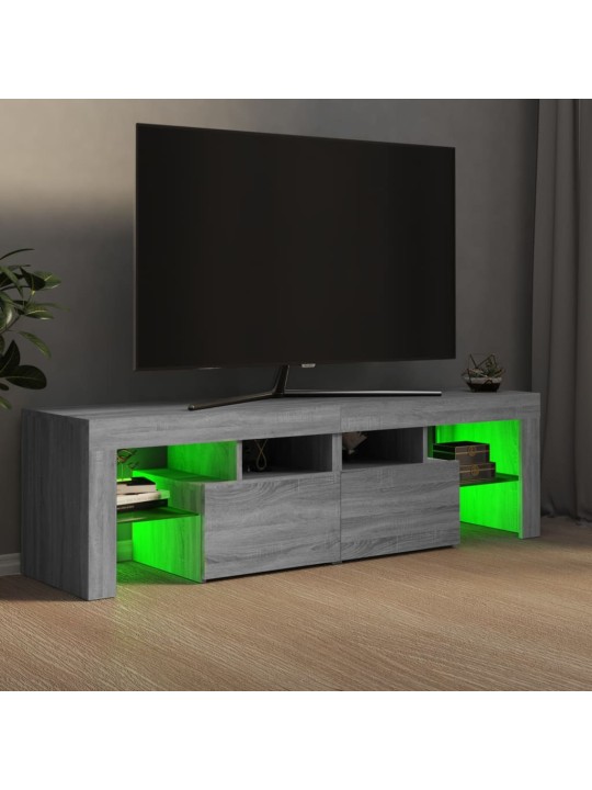 TV-taso LED-valoilla harmaa Sonoma 140x36,5x40 cm