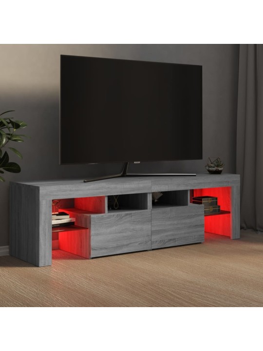 TV-taso LED-valoilla harmaa Sonoma 140x36,5x40 cm