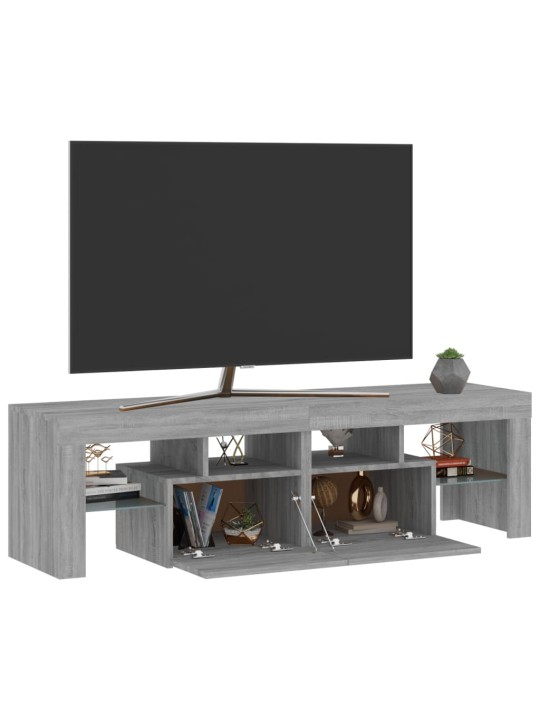 TV-taso LED-valoilla harmaa Sonoma 140x36,5x40 cm