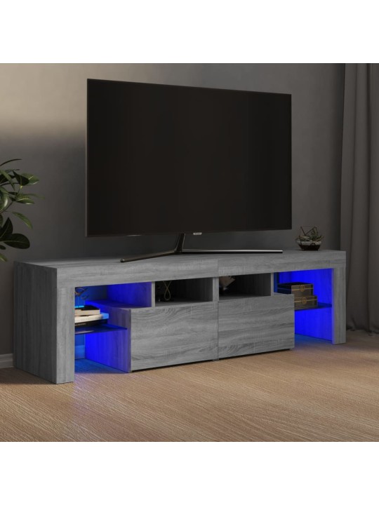 TV-taso LED-valoilla harmaa Sonoma 140x36,5x40 cm