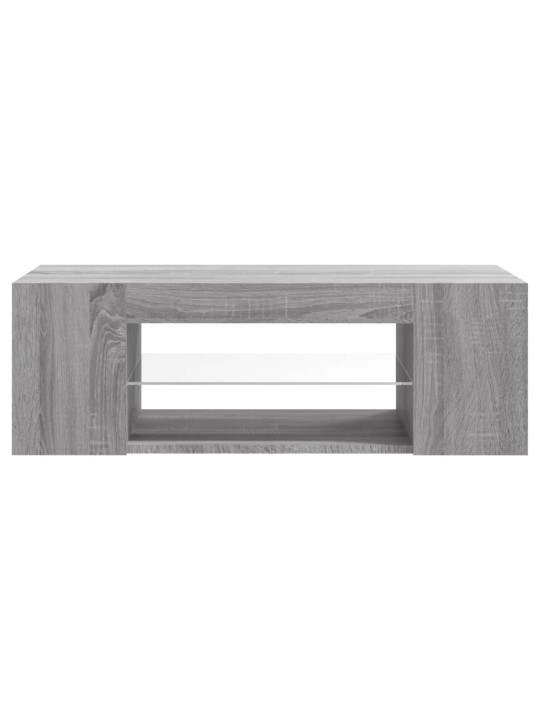 TV-taso LED-valoilla harmaa Sonoma 90x39x30 cm