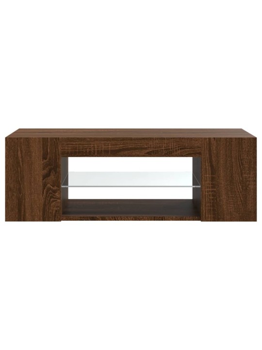 TV-taso LED-valoilla ruskea tammi 90x39x30 cm