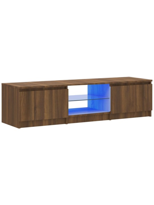 TV-taso LED-valoilla ruskea tammi 140x40x35,5 cm